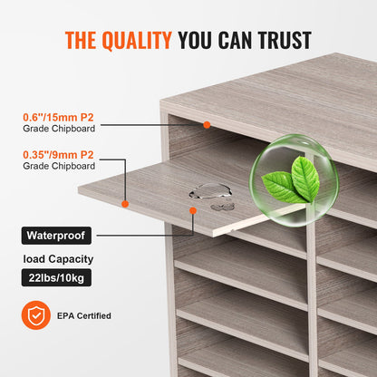 Holz Literatur Organizer Datei Sorter Papier Lagerung Halter 27 Fächer Grau