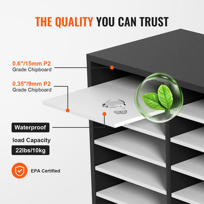 Holz Literatur Organizer Datei Sorter Papier Lagerung Halter 27 Fächer Schwarz