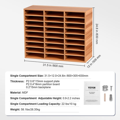 Holz Literatur Organizer Datei Sorter Papier Lagerung Halter 27 Fächer Weiß