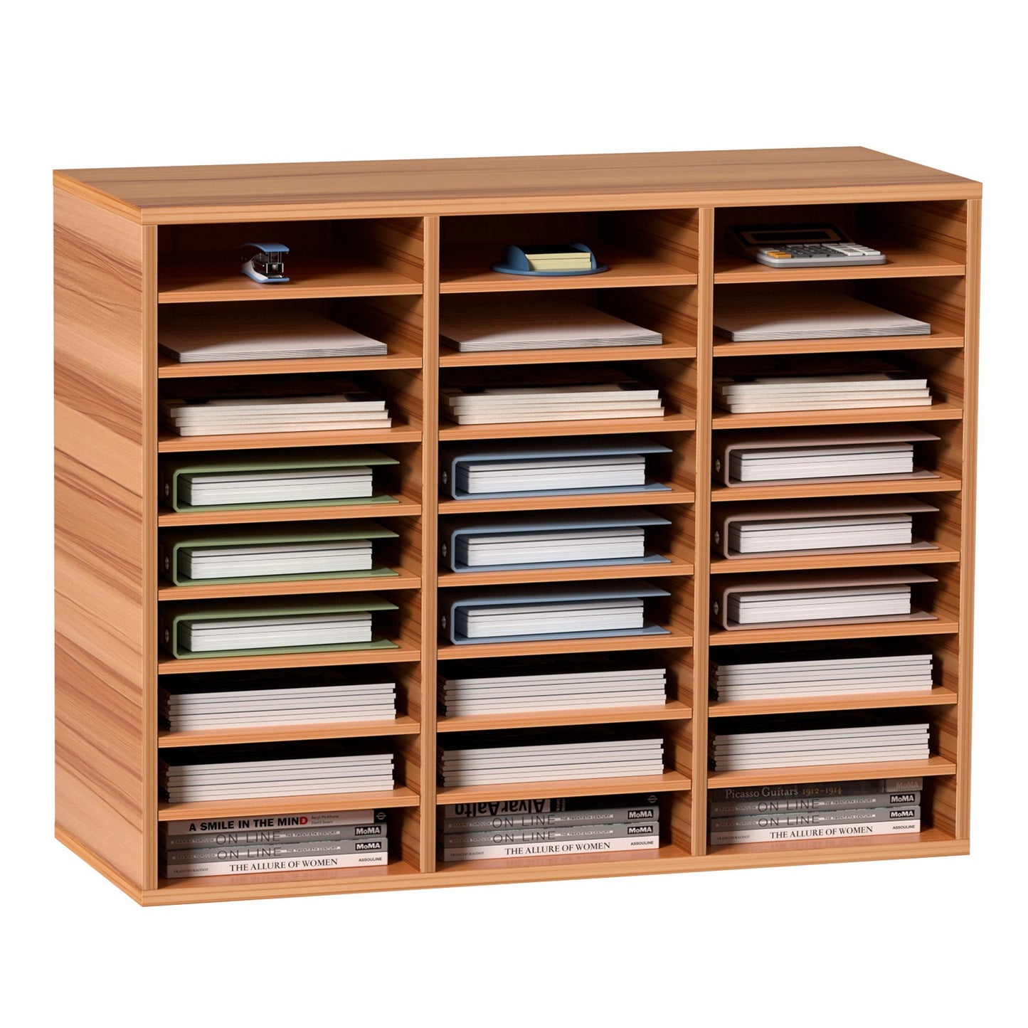 Holz Literatur Organizer Datei Sorter Papier Lagerung Halter 27 Fächer Weiß