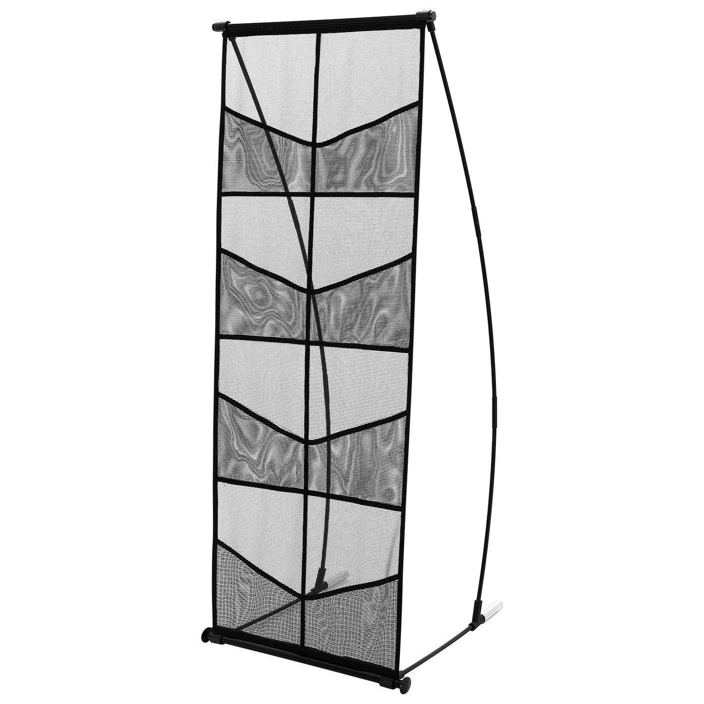 Brochure Display Stand, 4-Tier 8 Pockets Mesh Literature Display Holder, Floor Standing Magazine Newspaper Catalog Rack, Lightweight & Portable with Carrying Bag for Shop Exhibitions Office