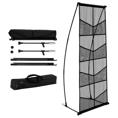 Brochure Display Stand, 4-Tier 8 Pockets Mesh Literature Display Holder, Floor Standing Magazine Newspaper Catalog Rack, Lightweight & Portable with Carrying Bag for Shop Exhibitions Office