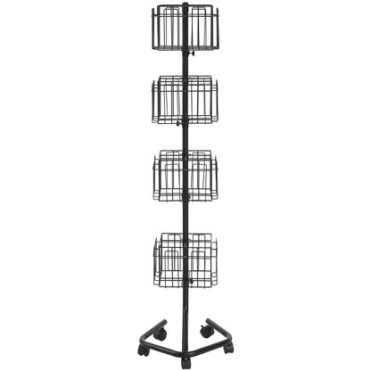 Brochure Display Rack 32-Pocket Rotating Literature Display Stand 5 Wheels