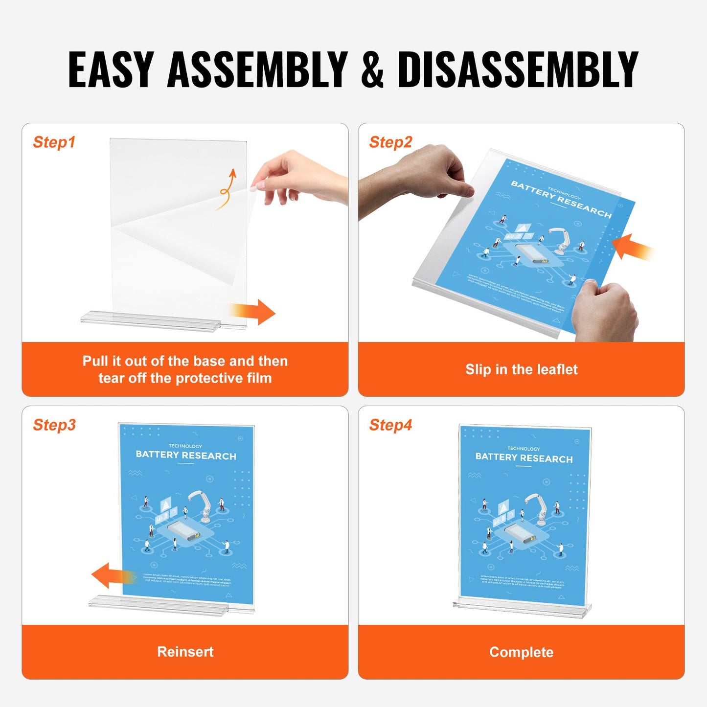 Acryl-Schildhalter, 6er-Pack, 8,5 x 11 Zoll, doppelseitiger Schilderständer