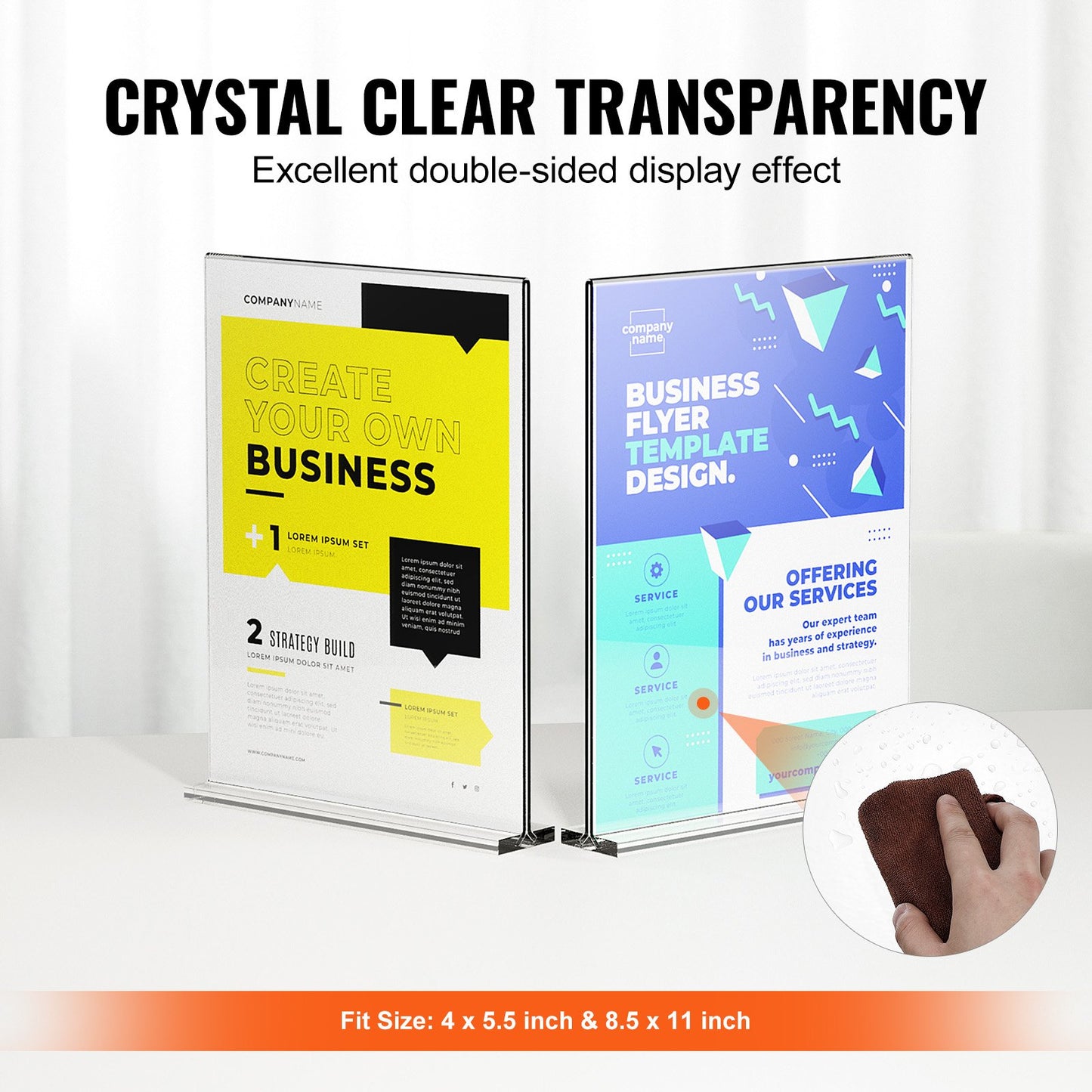Acrylic Sign Holder, 6 Pack 8.5 x 11-inch Brochure Display Holders, T-Shape Double Sided Display Sign Stand, Clear Acrylic Table Menu Photo Paper Holder for Restaurant Office Wedding Bar
