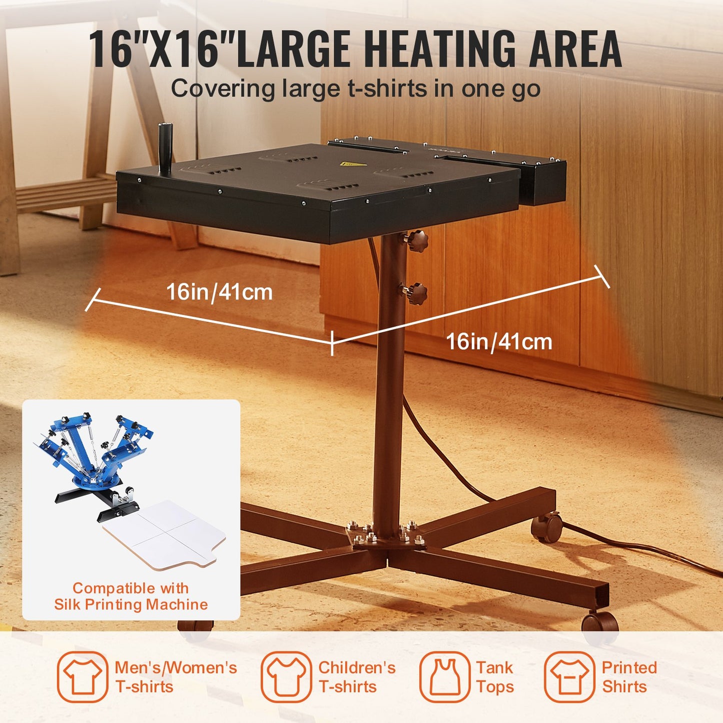 Flash dryer for screen printing 16x16 inch silkscreen dryer temperature control