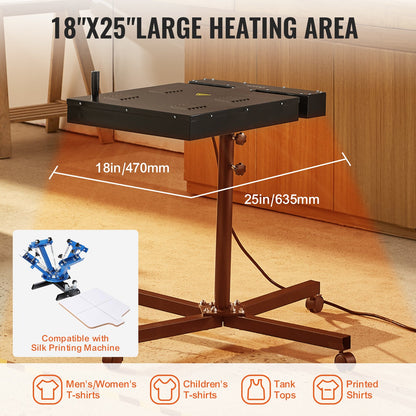 Flash dryer for screen printing 18x25 inch silkscreen dryer temperature control