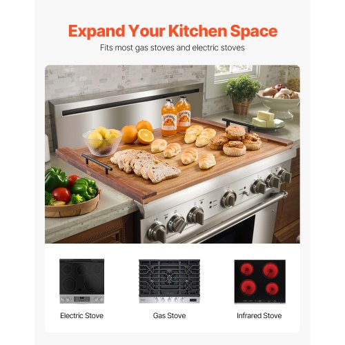 Noodle Board Stove Lid in Acacia Wood Top Lid Kitchen Electric Gas Stove | EU