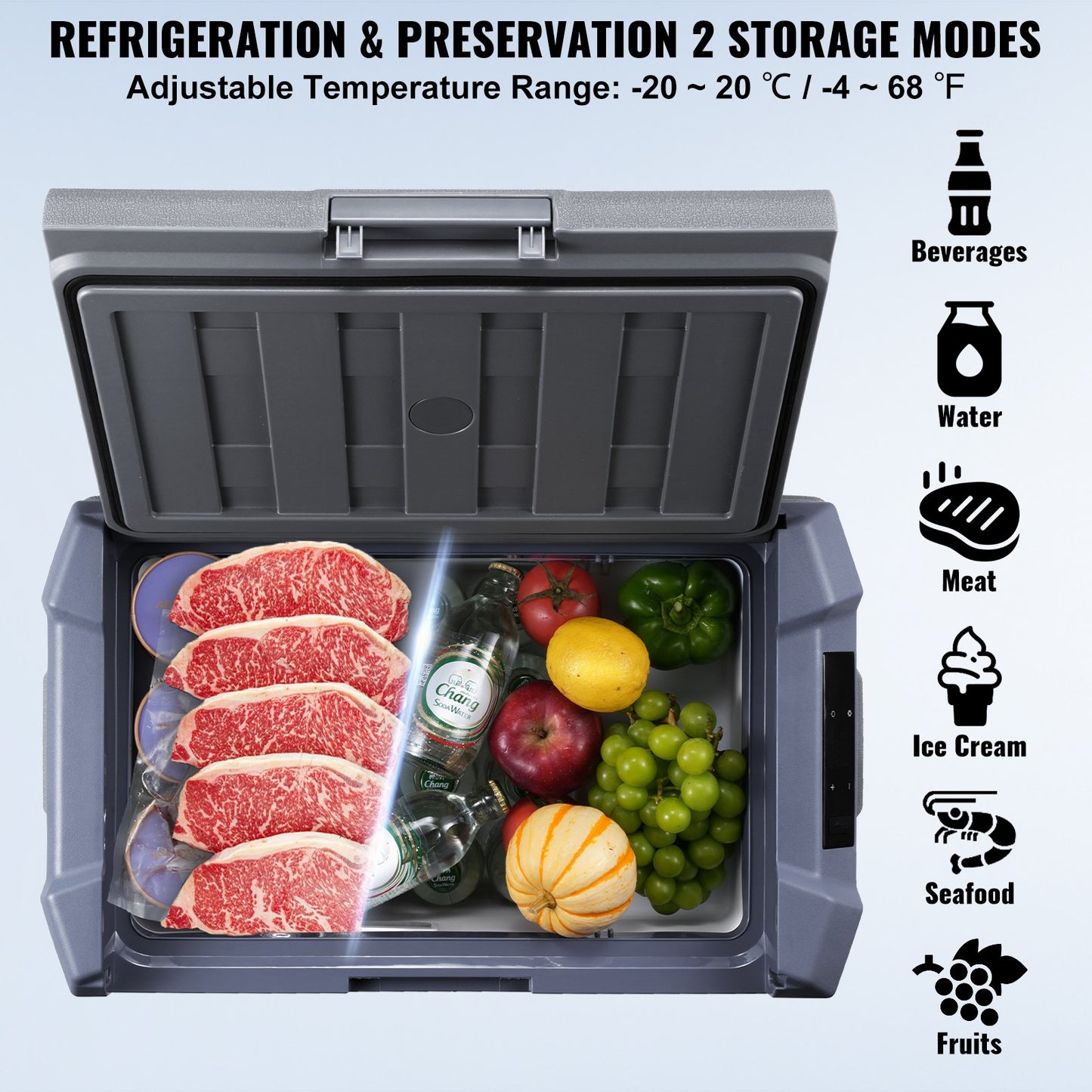 Portable Car Refrigerator Freezer Compressor 15 L Single Zone for Car Home