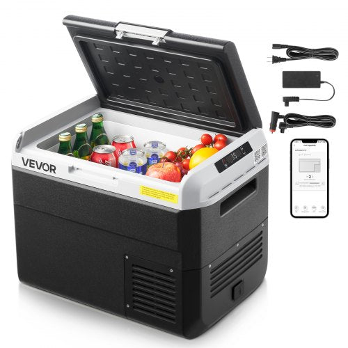 12 Volt Car Refrigerator, 31.7QT/30L Car Fridge, Portable Electric Cooler with -4℉~68℉ Adjustable Temperature, 12/24V DC and 100- 240V AC Compressor Freezer for Outdoor, Camping, Travel, RV