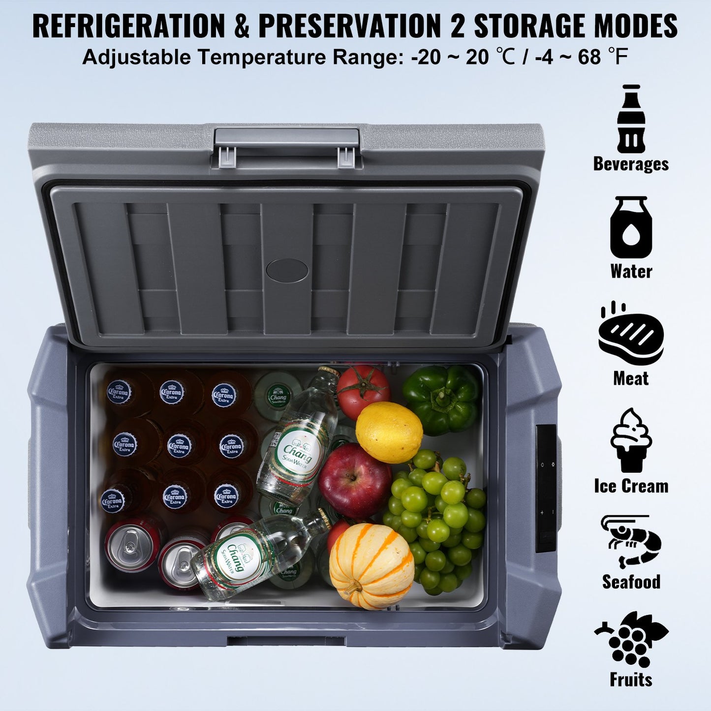 Portable Car Refrigerator Freezer Compressor 30L Single Zone for Car Home
