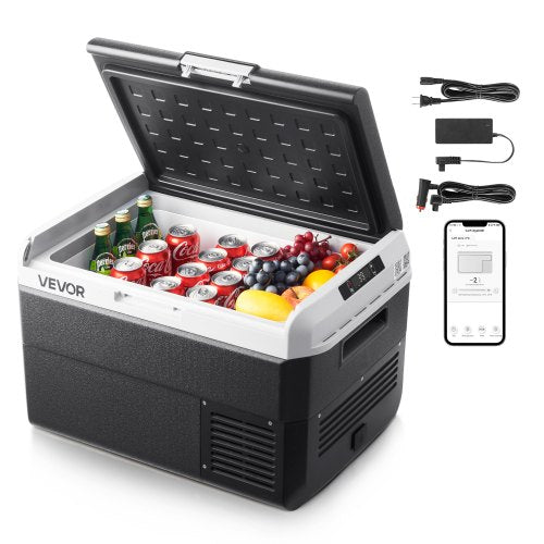 12 Volt Car Refrigerator, 42.3QT/40L Car Fridge, Portable Electric Cooler with -4℉~68℉ Adjustable Temperature, 12/24V DC and 100- 240V AC Compressor Freezer for Outdoor, Camping, Travel, RV