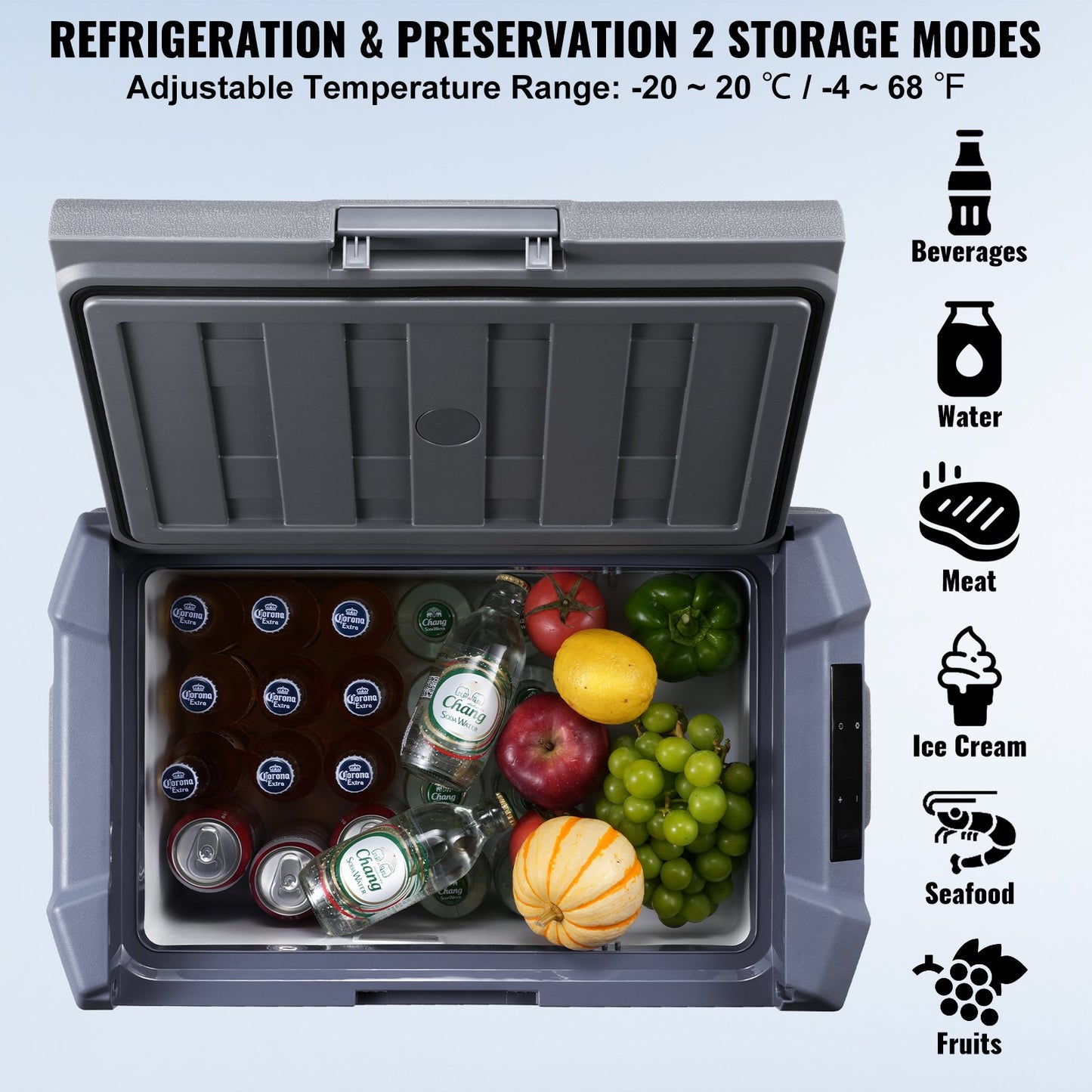 Portable Car Refrigerator Freezer Compressor 37 L Single Zone for Car Home