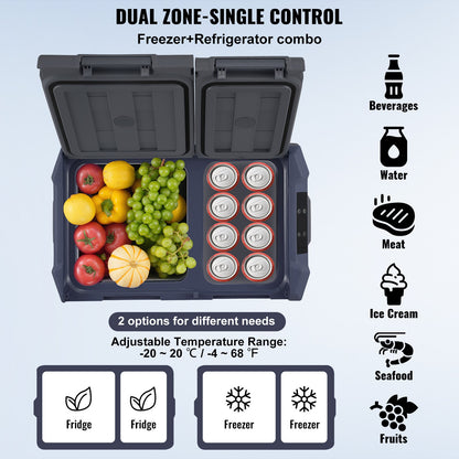 Tragbarer Autokühlschrank mit Gefrierfach, Kompressor, 40 l, Dual Zone, für Zuhause, Auto
