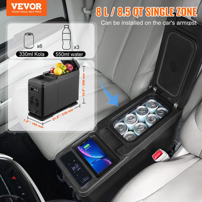 Portable Car Refrigerator Freezer Compressor 8 L Single Zone for Car Home