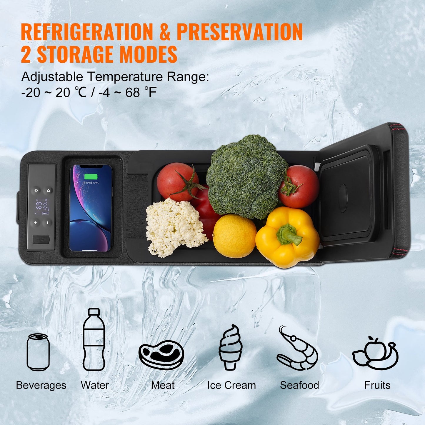 Portable Car Refrigerator Freezer Compressor 8 L Single Zone for Car Home