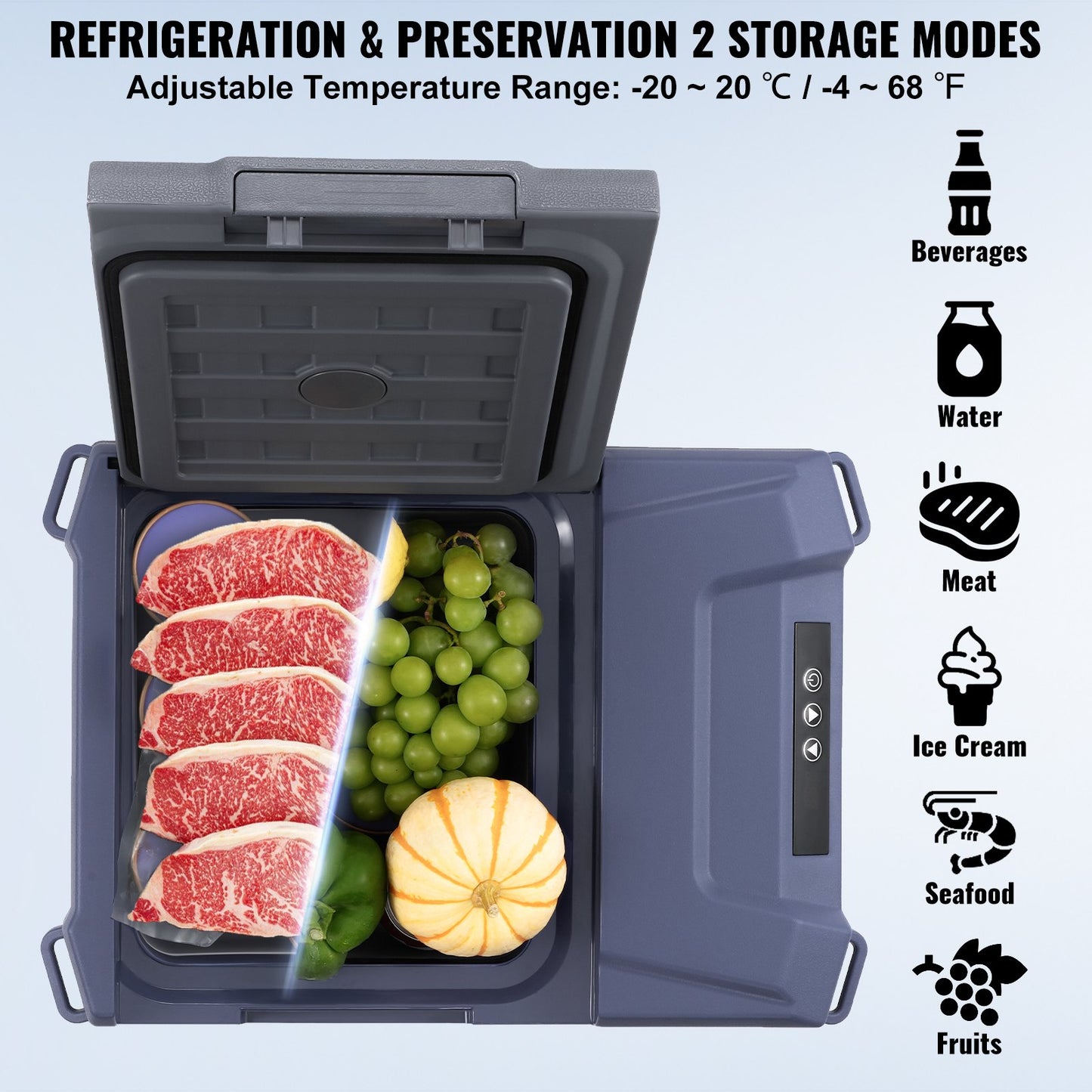 Car Refrigerator, 12 Volt Car Refrigerator Fridge, 9 L Single Zone Portable Freezer, -4℉-68℉ Adjustable Range, 12/24V DC and 100-240V AC Compressor Cooler for Outdoor, Camping, RV