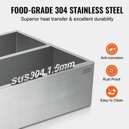 Maple Syrup Evaporator Pan, 47 Gallon, 683 Cups of 8.8oz Maple Syrup, Flat Evaporator Pan with Thermometer, 1 Valve and 3 Heating Methods, 304 Stainless Steel Maple Syrup Pan for Home, Outdoor
