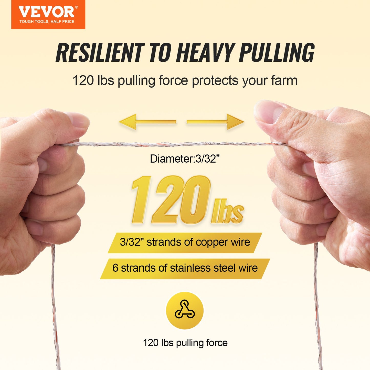 2625Ft 800M Electric Fence Wire Fence Polywire Horse Cattle Livestock