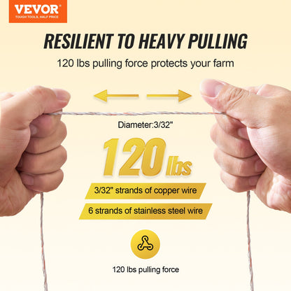 2625Ft 800M Electric Fence Wire Fence Polywire Horse Cattle Livestock