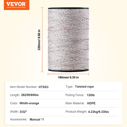 2625Ft 800M Electric Fence Wire Fence Polywire Horse Cattle Livestock