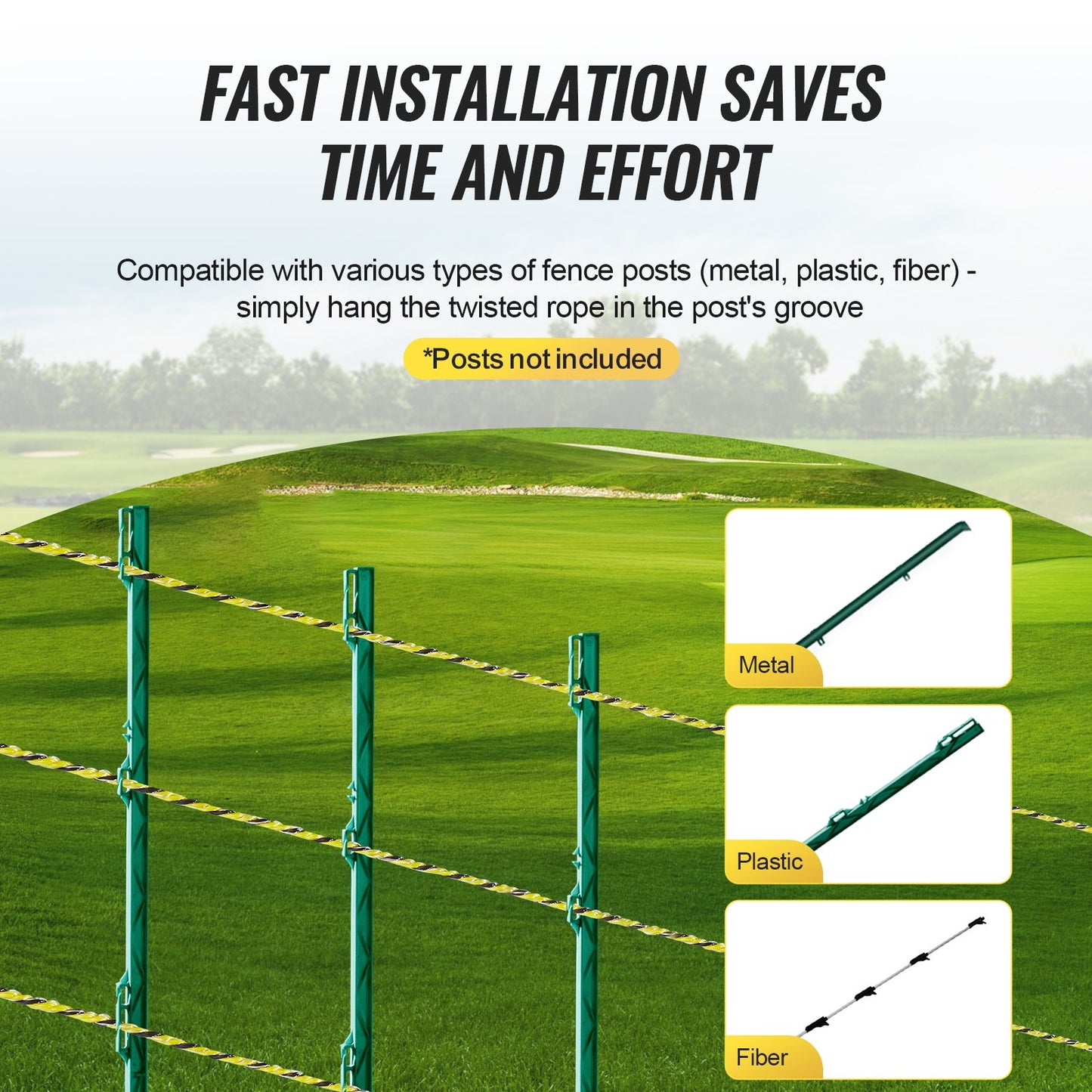 Electric Fence Wire, 3366Ft 1026M Portable Polywire, 1/8" Diameter 6 Stainless Steel Strands for Reliable Conductivity and UV, Rust Resistance, Fencing Rope Line for Horse, Cattle, Livestock