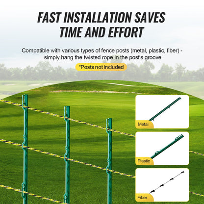 Electric Fence Wire, 3366Ft 1026M Portable Polywire, 1/8" Diameter 6 Stainless Steel Strands for Reliable Conductivity and UV, Rust Resistance, Fencing Rope Line for Horse, Cattle, Livestock