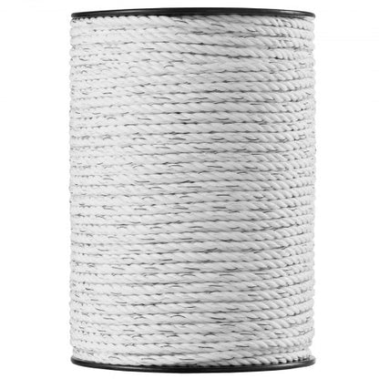 Electric Fence Wire, 656Ft 200M Portable Polywire, 1/4" Diameter 6 Stainless Steel Strands for Reliable Conductivity and UV, Rust Resistance, Fencing Rope Line for Horse, Cattle, Livestock