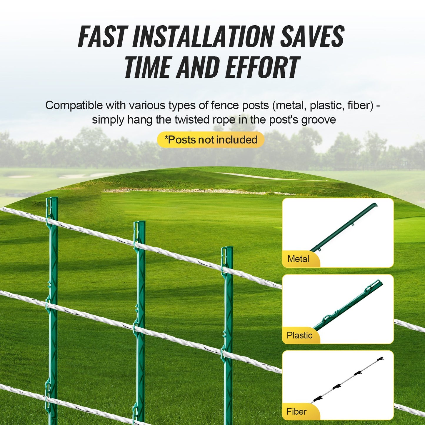 Electric Fence Wire, 656Ft 200M Portable Polywire, 1/4" Diameter 6 Stainless Steel Strands for Reliable Conductivity and UV, Rust Resistance, Fencing Rope Line for Horse, Cattle, Livestock