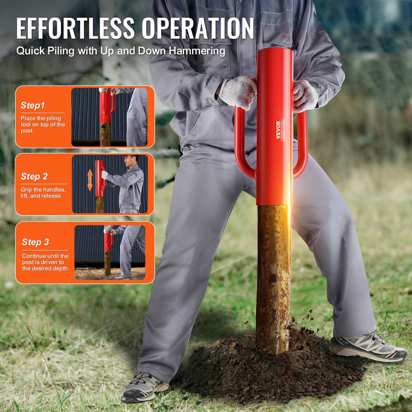 Staketstolpedrivare med handtag 2,7 i innerdiameter T stolpepounder