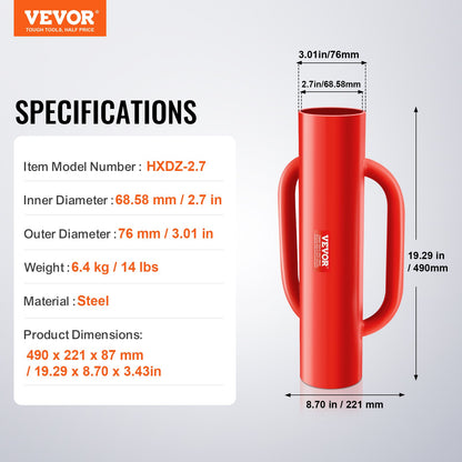 Staketstolpedrivare med handtag 2,7 i innerdiameter T stolpepounder