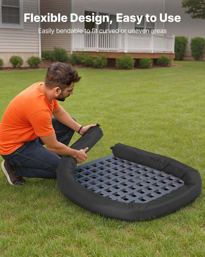 Sediment Filter Sock, 4Pcs Erosion Control Socks Dia. 5 in x 10 ft L Coverage, Polypropylene Filler, Flexible & Efficient Silt Fence Socks for Storm-Water Management, Drainage Protection