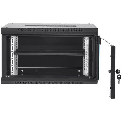 6U Wall Mount Network Server Cabinet, 15.5'' Depth, Server Rack Cabinet, 200 lbs Max. Floor Mounted Load Capacity, with Locking Glass Door Side Panels, for IT Equipment, A/V Devices