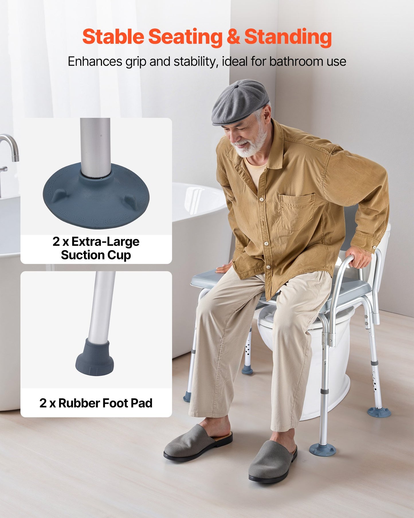 Bedside Commode Chair, 500 lbs Weight Capacity, 4-in-1 Portable Toilet and Raised Toilet Seat with Padded Seat and Backrest, Detachable 5L Bucket, Adjustable Height Adult Potty Chair for Seniors