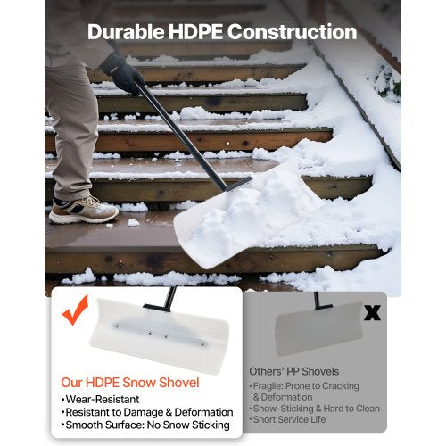 Schneeschieber aus Kunststoff, 24 Zoll, robuster Winter-Schneepflug für die Auffahrt | EU