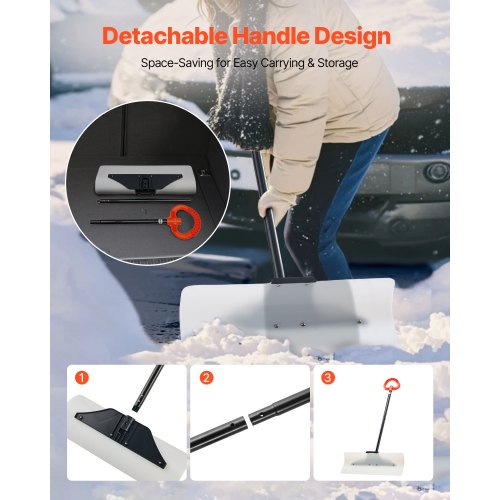 Schneeschieber aus Kunststoff, 24 Zoll, robuster Winter-Schneepflug für die Auffahrt | EU