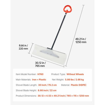 Kunststoff-Schneefräse 76 cm Hochleistungs-Winterschneepflug für Einfahrt | EU