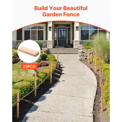 Trädgårdsstänger, 25 st 12,7×38,1×609,6 mm, Nivåstänger, Trädgårdsmarkstång med vass spets, Stödstång för granplantor, Skyltstolpar för Staket, Gränsgränser |  EU