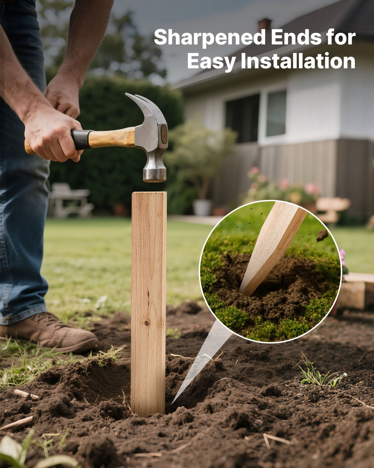 Wooden Garden Stakes, 25 Pcs 24 x 0.5 x1.5 in Survey Grading Stakes, Garden Ground Stake with Sharp Point, Fir Wood Plant Support Stake, Sign Posts for Silt Fence Backyard Boundaries Baselines