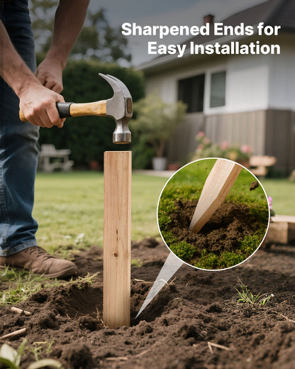 Wooden Garden Stakes, 25 Pcs 24 x 0.5 x1.5 in Survey Grading Stakes, Garden Ground Stake with Sharp Point, Fir Wood Plant Support Stake, Sign Posts for Silt Fence Backyard Boundaries Baselines