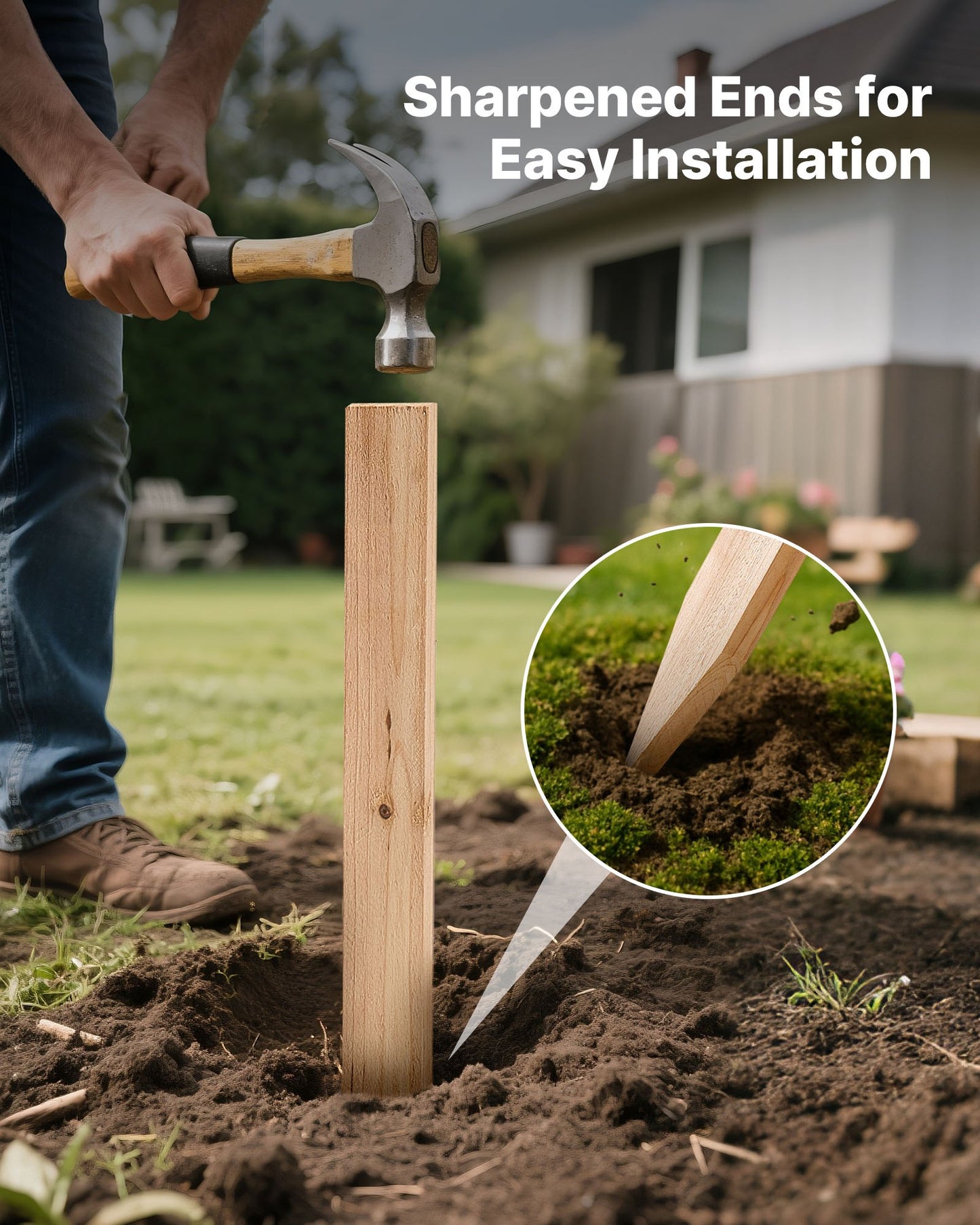 Wooden Garden Stakes, 25 Pcs 36 x 0.5 x1.5 in Survey Grading Stakes, Garden Ground Stake with Sharp Point, Fir Wood Plant Support Stake, Sign Posts for Silt Fence Backyard Boundaries Baselines