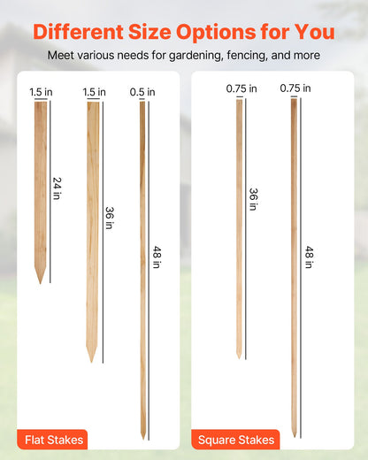 Wooden Garden Stakes, 25 Pcs 36 x 0.5 x1.5 in Survey Grading Stakes, Garden Ground Stake with Sharp Point, Fir Wood Plant Support Stake, Sign Posts for Silt Fence Backyard Boundaries Baselines