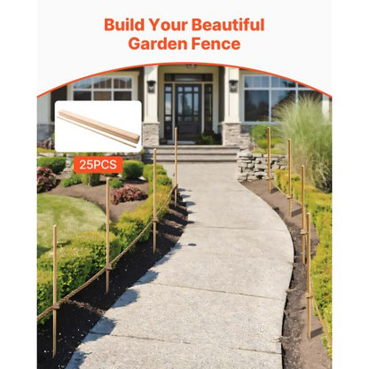 Trädgårdsstänger, 25 st 17,53×12,7×1219,2 mm, Jordstänger med vass spets, Stödstänger för granplantor, Skyltstolpar för Staket, Gräsgränser |  EU