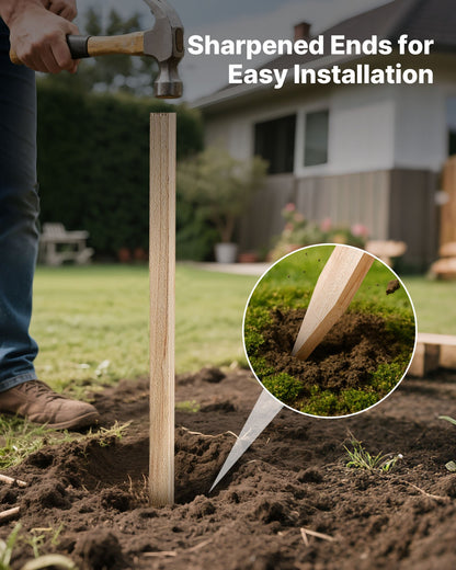 Wooden Garden Stakes, 25 Pcs 48x0.5x0.69 in Survey Grading Stakes, Garden Ground Stake with Sharp Point, Fir Wood Plant Support Stake, Sign Posts for Silt Fence Backyard Boundaries Baselines