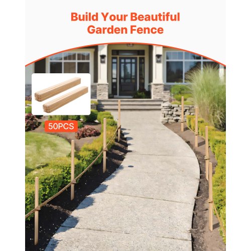 Trädgårdsstänger, 50 st 19,05×19,05×914,4 mm Mätningsstänger, Trädgårdsmarkstång med vass spets, Stödstång för granplantor, Skyltstolpar för Staket, Gränsgränser |  EU