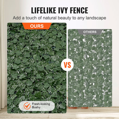 Ivy Privacy Fence, 39 x 98 in Artificial Green Wall Screen, Greenery Ivy Fence with Mesh Cloth Backing and Strengthened Joint, Faux Hedges Vine Leaf Decoration for Outdoor Garden, Yard, Balcony
