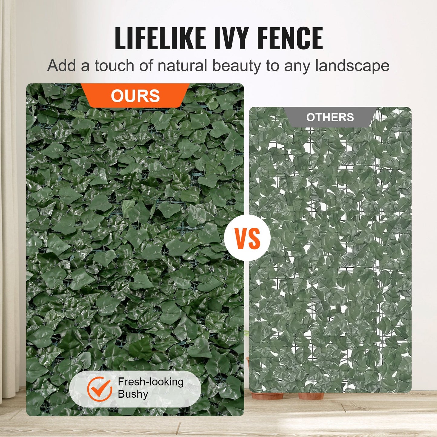 Ivy Privacy Fence, 1.5 x 4 m Artificial Green Wall Screen, Green Ivy Fence with Mesh Fabric and Reinforced Joint, Fake Hedges Vine Leaf Decoration for Outdoor Garden, Yard, Balcony