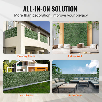 Ivy Privacy Fence, 1.5 x 4 m Artificial Green Wall Screen, Green Ivy Fence with Mesh Fabric and Reinforced Joint, Fake Hedges Vine Leaf Decoration for Outdoor Garden, Yard, Balcony