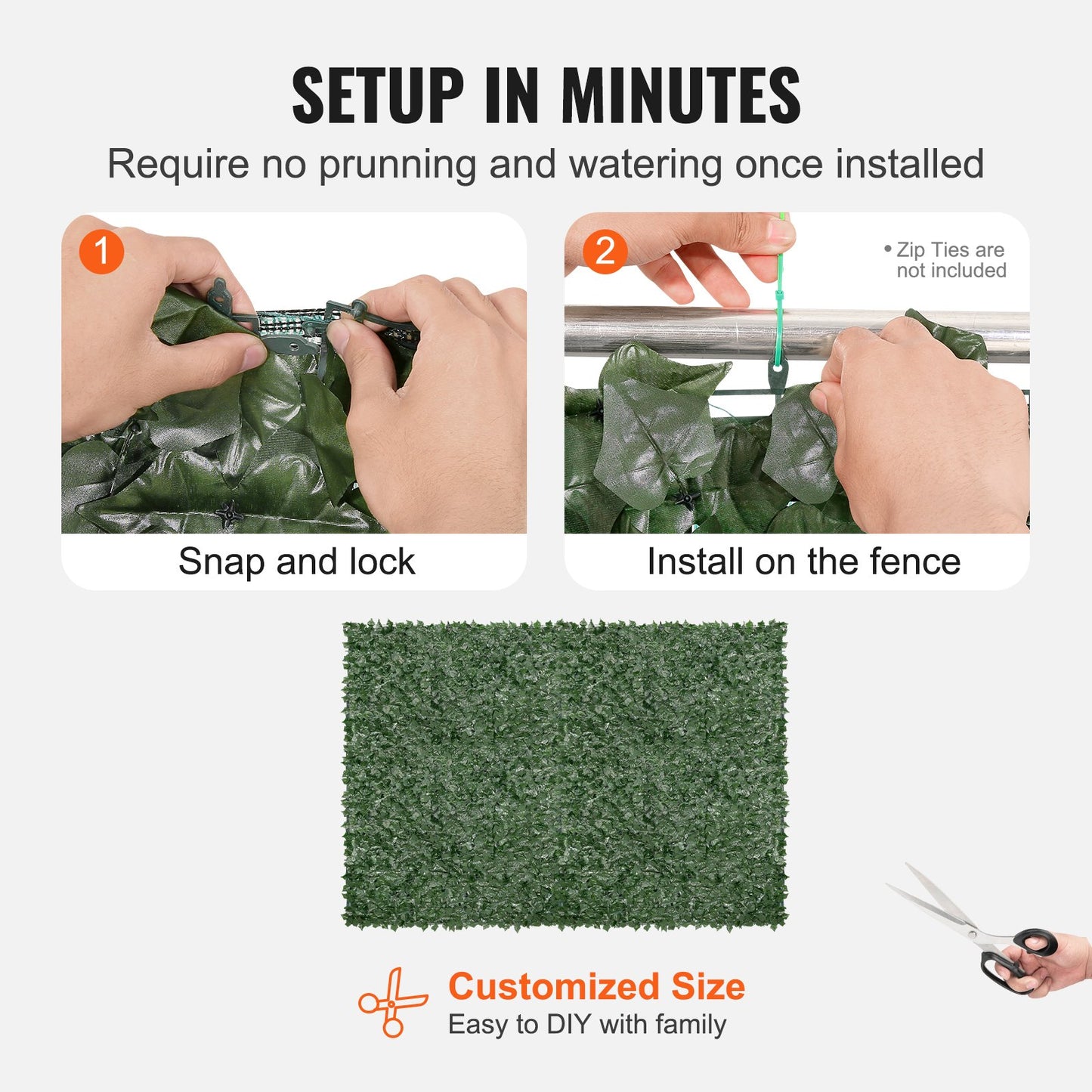 Ivy Privacy Fence, 96 x 72 in Artificial Green Wall Screen, Greenery Ivy Fence with Mesh Cloth Backing and Strengthened Joint, Faux Hedges Vine Leaf Decoration for Outdoor Garden, Yard, Balcony