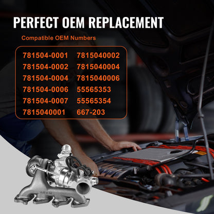 Complete Turbo Turbocharger Chevy Chevrolet Cruze 2011-2015 with Gasket Kit and Solenoid Valve, Sonic 2012-2020 & Trax 2013-2021 & Buick Encore 2013-2021 Turbo Charger Compatible 1.4L